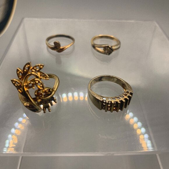 4ct Vintage Salesman Sample  ELECTRO PLATED  UNMARKED Women’s Size 7 Rings - Picture 1 of 11